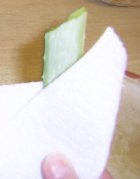 wipe the step with a paper towel to clear off dust
