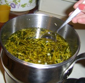 ointment ingredients in double-boiler